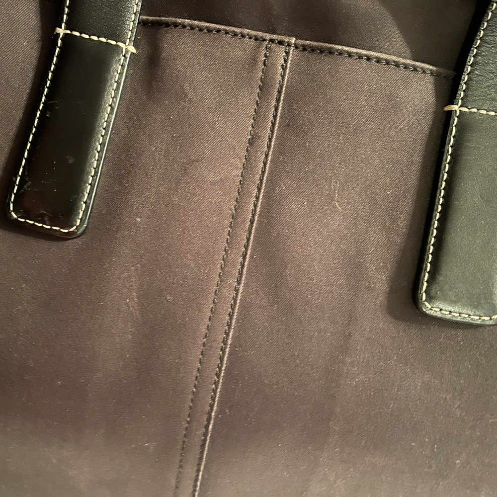 Coach Large Tote Black Leather Nylon Shoulder Bag Diaper Bag - Picture 3 of 8